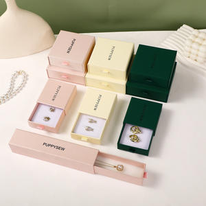 Black Rectangle Kraft Paper Fashion Jewelry Box Drawstring Closure Custom Printed Packaging for Rings <b>Watches</b> Earrings <b>Necklaces</b> - Product Image 1