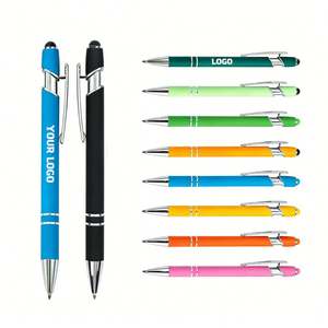 Stylo bille en métal recouvert de caoutchouc, vente en gros, meilleur prix, avec logo personnalisé OEM pour papeterie, bureau, promotion commerciale, cadeau - Product Image 1