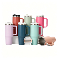 Gobelet isotherme en acier inoxydable 30oz 40oz avec poignée et paille, double paroi sous vide, qualité alimentaire, pour voiture, tasse de voyage à café personnalisable