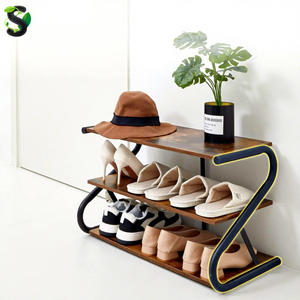 ชั้นวางของแบบสามชั้นสไตล์โมเดิร์น ชั้นวางรองเท้ารูปตัว Z สำหรับทางเดิน ห้องนั่งเล่น ห้องนอน - Product Image 1
