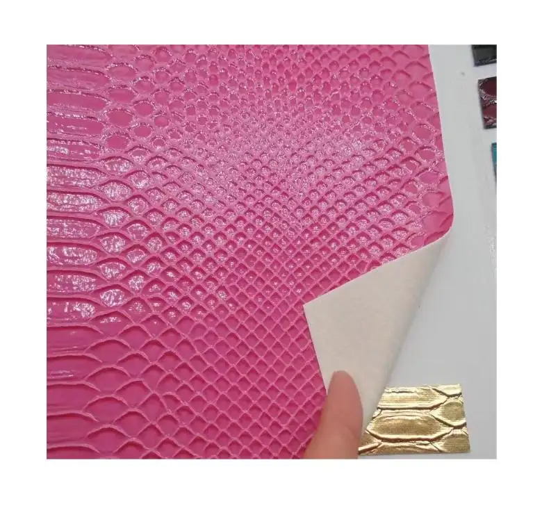 0.9 mm Bright Glossy Snakeskin Emboss Synthetic Pu Leather for Bags Shoe Jacket