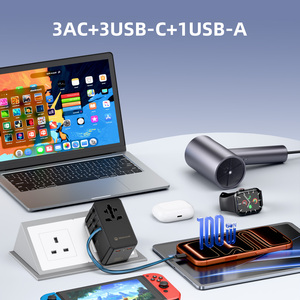 Wontravel Custom Logo 100W 3AC Outlets All in One 6 Ports Compact Travel adapter UK with Cable - Product Image 3
