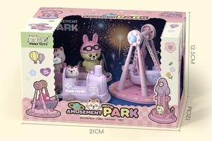 Ensemble <span class=keywords><strong>de</strong></span> jeu <span class=keywords><strong>de</strong></span> simulation Train <span class=keywords><strong>de</strong></span> parc d'attractions et Bateau <span class=keywords><strong>pirate</strong></span> (2 styles <span class=keywords><strong>de</strong></span> couleurs) Jouet éducatif en ABS écologique avec figurines Chat et Lapin - Product Image 5