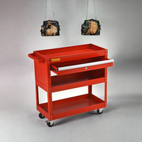 Armoire à outils roulante en acier laminé à froid rouge, durable, garantie 3 ans, 3 tiroirs, serrure à clé, capacité de charge 300 kg, chariot utilitaire de garage