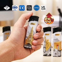 Encendedor de Gas Piezoeléctrico Certificado CE EN13869, Fabricante, Venta al Por Mayor, Logotipo Personalizado Impreso, OEM, Envoltura 3D, Tacto Suave, Ecológico