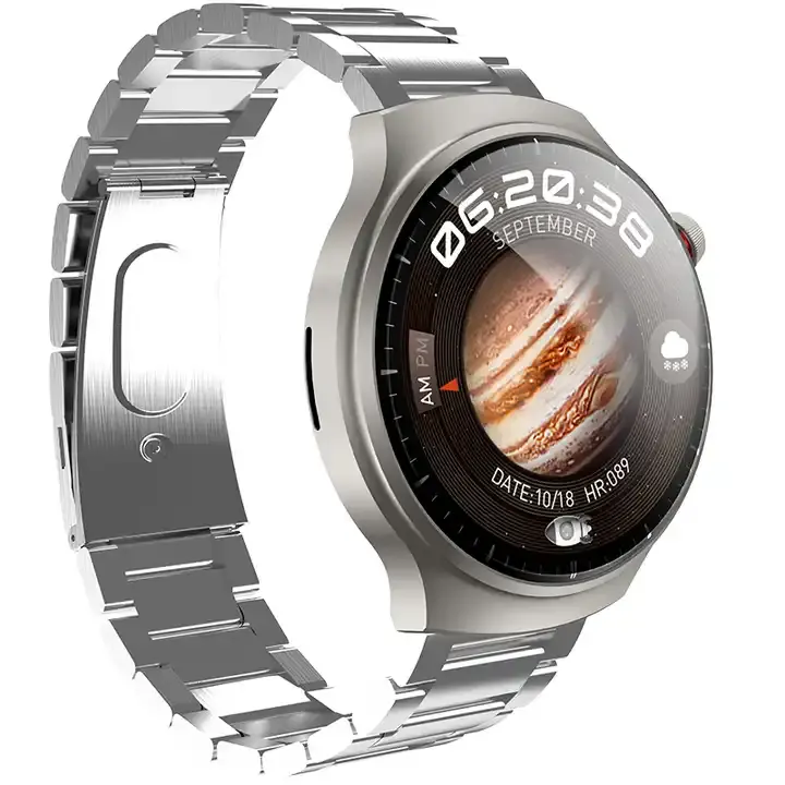 Layar AMOLED 1.52 inci wearfitpro app jam tangan pintar baterai 250mah bulat 3 tali versi NFC IP68 tahan air HW6 MAX
