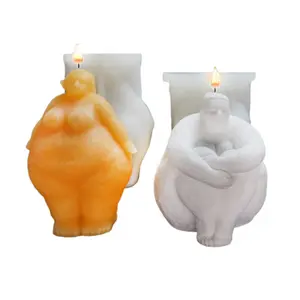 DLW009 Goddess naked fat lady body candle mold for human body art