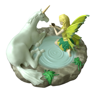 Custom Wholesale Handcraft Polyresin Forest Figure <strong>Incense</strong> Holder Resin <strong>unicorn</strong> and fairy Backflow Waterfall <strong>Incense</strong> Cone <strong>burner</strong>