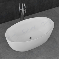Égouttoir Pop-Up de 1.3 m Baignoire autoportante intérieure sans débordement Baignoires de trempage modernes en acrylique pour salle de bain