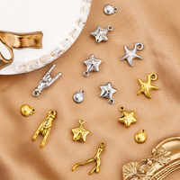Pendentif étoile à cinq branches tridimensionnel en acier inoxydable, pendentif étoile de mer, bijoux inaltérables, accessoires de bricolage en gros