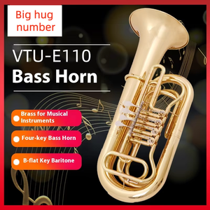 <span class=keywords><strong>Tuba</strong></span> Baja en Sib, Nueva, Lacada en Oro, con Cuatro Llaves Planas, VTU-E110, para Banda de Música, para Principiantes y Profesionales - Product Image 6