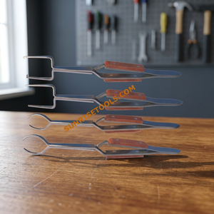 SUNTOOLS/STIPL Pince à épiler en acier inoxydable avec manche en bois, lot de 4, pour la fabrication et le sertissage de bijoux - Product Image 4