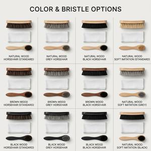 Kit de 3 Piezas para Lustrar Zapatos con Logotipo Personalizado, 2 Cepillos de Pelo de Caballo + Paño de Algodón, Cerdas Suaves que No Rayan, Mango de Madera de Haya, OEM/ODM - Product Image 5