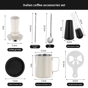 YIRUI Durable 51/53/58mm Self-Leveling Barista <strong>Coffee</strong> <strong>Tamper</strong> 304 Stainless Steel Espresso <strong>Set</strong> Graduated Tag <strong>Coffee</strong> Needle - Product Image 6