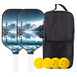 EACH Pigmented Fluid Leather Wood Pickleball Paddle And Balls Carbon Fiberglass Single Pickleball Paddle Carbon Fiber