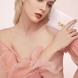 Coquette - Style Mini <b>Wallet</b> with Golden <b>Metal</b> Bow, Soft PU Leather Material for Daily Cash, Card, and Photo Storage - Product Image 4
