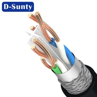Cable de Conexión Blindado SFTP Cat6a RJ45 D-sunty, Cable de Cobre Desnudo 24AWG/26AWG, 0.5m-100m