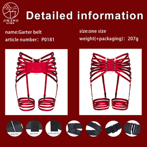 JINZHU Tige de maintien robuste <span class=keywords><strong>rouge</strong></span> pour bas de cuisse, avec bande élastique pour la <span class=keywords><strong>taille</strong></span>, design ajouré et anneau de maintien multi-jambes intégré - Product Image 4