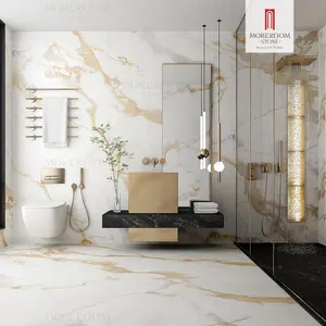 Glossy Surface 12x24 24x48 Calicata Gold Marble Porcelain Tile