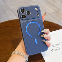 Étui de protection magnétique avec texture grain de litchi pour iPhone 17 Pro Max Série anti-chute