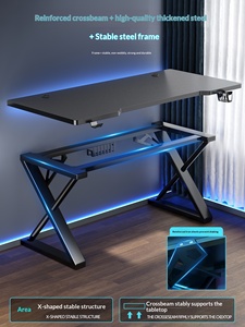 Table d'ordinateur pour e-sport, utilisation à domicile, chambre à coucher, matériau PVC, design électrique de compétition, crochet pour casque, porte-gobelet, version améliorée premium - Product Image 3