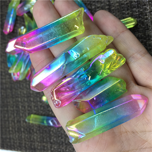 Bán Buôn Mạ Điện Cầu Vồng Rõ Ràng Hào Quang Tráng Quartz Point Rough Pha Lê Shining Cây Đũa Phép Cho Trang Trí - Product Image 3