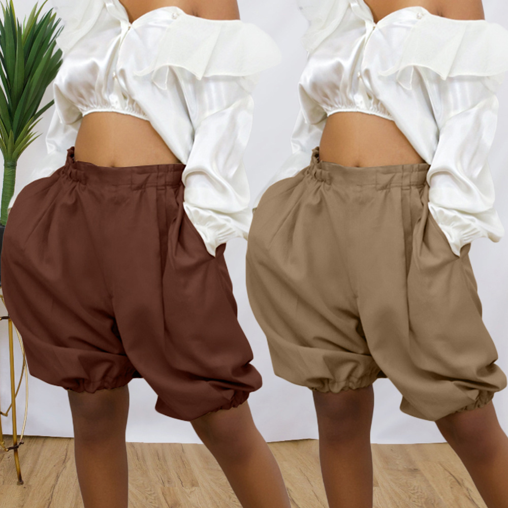 Women Shorts Solid Elastic Waist Loose Wide Leg Short Pants with Pockets Fashion Casual High Streetwear Summer Trousers