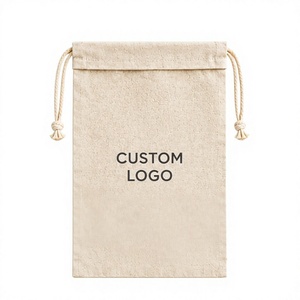 Sac à déjeuner en coton naturel avec cordon de serrage, pochette réutilisable en toile pour le stockage des aliments avec poignées en corde - Product Image 3