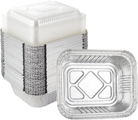Barquette en aluminium de 14 oz (1 lb) – Contenant rectangulaire jetable pour plats à emporter, idéal pour les restaurants américains, les barbecues et l'emballage de viande
