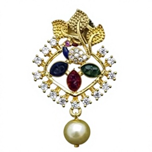 Nouveau Designer Paon Style Or Blanc Pendentif Ensemble Shimmering Zircon pour Mariage Fiançailles Fête Porter Fait de Bijoux En Laiton - Product Image 2