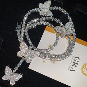 Collar de Cadena de Tenis con Diseño de Mariposa y Moissanita, Plata de Ley 925, Estilo Hip Hop, Regalo para Mamá - Product Image 2