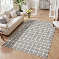 Tribesigns Moderner Jute-Teppich mit Neuartigem Muster 5x7 Grau Plüschiger Flor Ultra Dünn Rutschfest Oeko-TEX Zertifiziert für Außenbereich