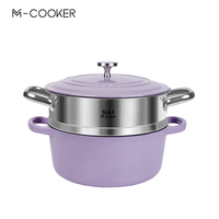 M-cooker Casserole Macaron classique de style japonais Marmite à fond plat en fonte émaillée Marmite à soupe