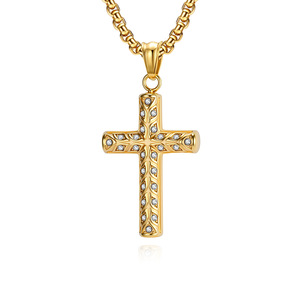 <b>Cross</b> Pendant Stainless Steel Men's Necklace Themed Charm Gift Jewelry - Product Image 5