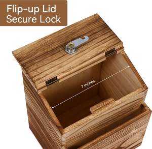 Caja de sugerencias de madera con cerradura, caja de comentarios para pared o de pie, incluye etiquetas, blocs de notas y tarjetas para oficina - Product Image 2