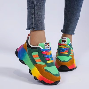 Custom Logo <strong>Women</strong> Fashion Sport Shoes Summer Color Block Breathable Mesh Upper Comfort Platform Casual Chunky Dad Shoes Sneakers - Product Image 5