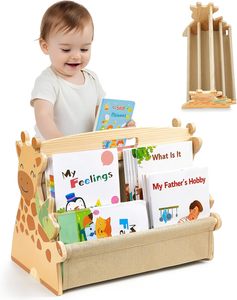 Estantería para Niños - Estantería de Madera de Doble Cara <span class=keywords><strong>con</strong></span> Caja de Almacenamiento de Lona, Apta para Dormitorios y Salas de Estar - Product Image 1