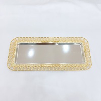 Grand plateau de service rectangulaire en or, plateau de table pour la maison, style arabe du Moyen-Orient, ensemble de plateaux marocains