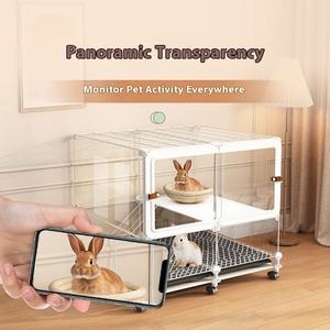 Cage à <span class=keywords><strong>lapin</strong></span> intérieure <span class=keywords><strong>de</strong></span> grande taille, nettoyage automatique des excréments, <span class=keywords><strong>toilette</strong></span> transparente, nid pour villas, motif solide - Product Image 3