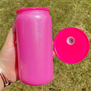 Vaso de Vidrio Holográfico Brillante de 16 oz, Color Azul, Rosa, Blanco y Morado, para Sublimación, con Tapa de Plástico, Disponible en Nuestro Almacén de EE. UU. - Product Image 3