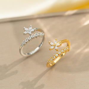 Bague en zircon sertie <span class=keywords><strong>de</strong></span> diamants pleine brillance, version coréenne, pour femmes, ouverture <span class=keywords><strong>de</strong></span> la bague réglable, accessoire <span class=keywords><strong>de</strong></span> mode célèbre sur Internet - Product Image 3