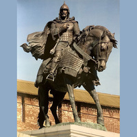 Sculpture de guerrier équestre en bronze massif, patine antique, statue de chevalier, décoration