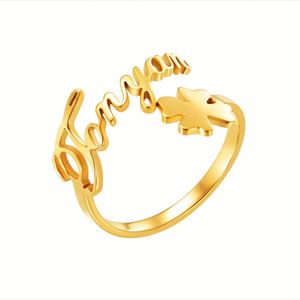 Anillo de Acero Inoxidable con Placa de Nombre Personalizada, Estilo Bf, Joyería Moderna para Mujeres y Niñas - Product Image 4