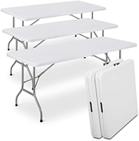 Table pliante d'extérieur portable personnalisée et économique / Table de jardin pliable en plastique blanc de 6/8 pieds au design moderne pour événements et réceptions