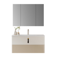Meuble de salle de bain avec lampe miroir intelligente combinaison avec table de lavage des mains en céramique et un lavabo simple