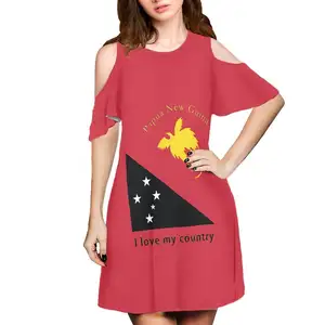 Summer Plus Size Casual Women Bird Of Paradise Pattern Off Shoulders Prom Dress Wholesale Papua New Guinea Beach Dresses