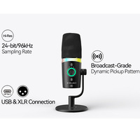 Microphone dynamique professionnel Prizmora DM65 avec éclairage RGB, micros XLR USB pour l'enregistrement, le streaming et la diffusion de podcasts