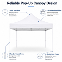 Tonnelle carrée 3x3 en tissu Oxford avec structure métallique, pliable, protection UV, imperméable, portable, pour 3 saisons, sports de plein air et expositions