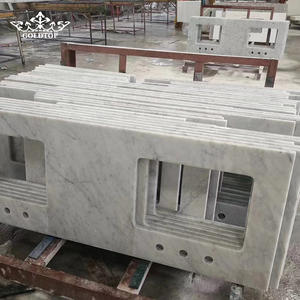 ท็อปห้องน้ำหินอ่อนคาร์ราร่าสีขาวโกลด์ท็อป ทันสมัย เป็นมิตรกับสิ่งแวดล้อม กันน้ำ สำหรับโรงแรม ขายส่ง - Product Image 3