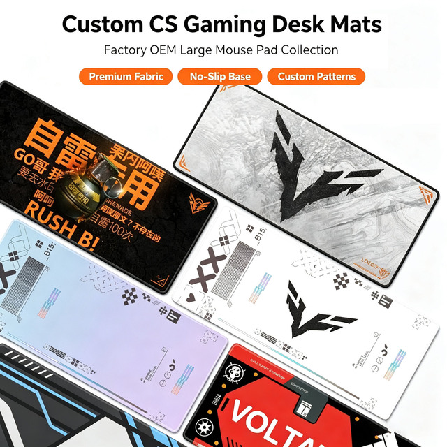 Custom CS Gaming Desk Mat Tech Minimalist XXL Mouse Pad Non-Slip Rubber Base Stitched Edge Custom Pattern OEM Wholesale Mousepad